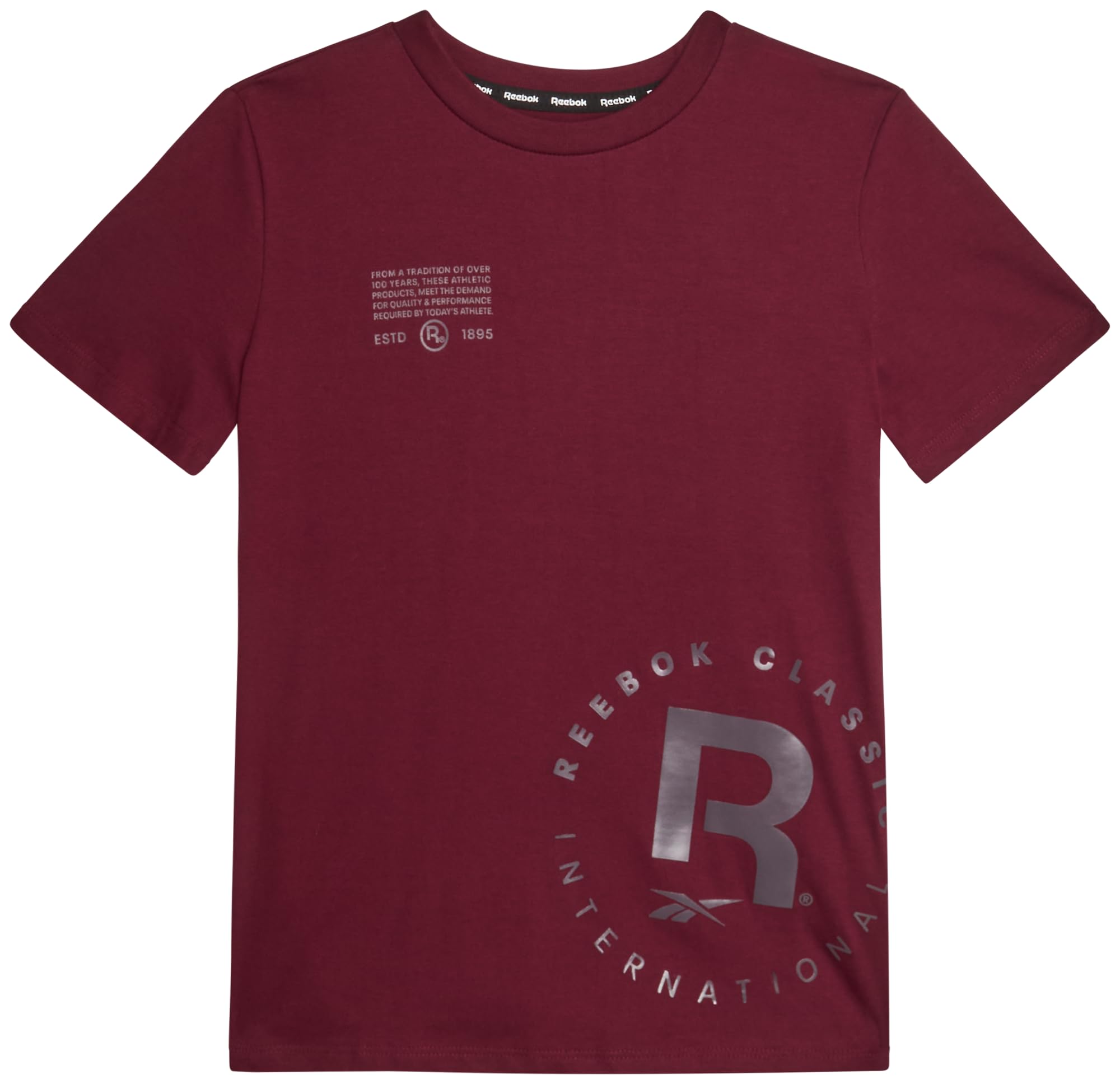 Reebok Boys' Short Sleeve Tee Shirt - Casual Performance Cotton Crew Neck Logo Graphic Tees for Boys (Sizes: 4-20)